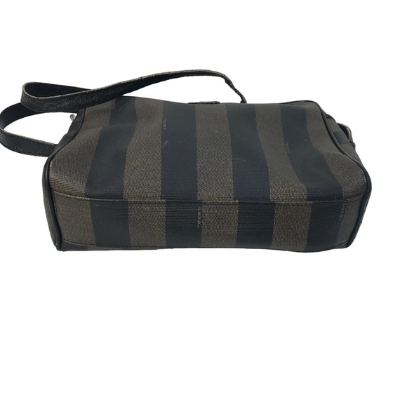 Vintage FENDI striped leather shoulder bag authentic 80s Zucca - Picture 11 of 13